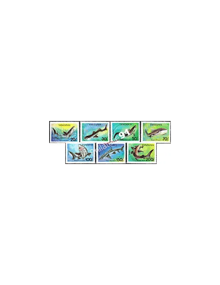Timbres de Tanzanie n° 1428 à 1434 - Thématique: Requins