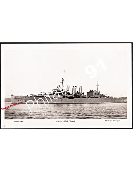 Carte postale - -H.M.S CORNWALL- - Flotte anglaise 39/45