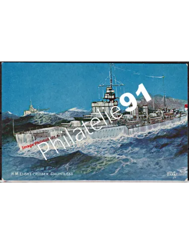 Carte postale - Croiseur H.M-DAUNTLESS- - Flotte anglaise 39/45