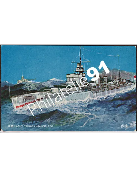 Carte postale - Croiseur H.M-DAUNTLESS- - Flotte anglaise 39/45