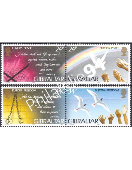 Gibraltar, n° 719 à 722, EUROPA 1995, collection timbre Europe