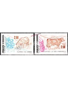 Timbres  d'Andorre Français n° 405 à 406 - Thématique Animaux de la ferme