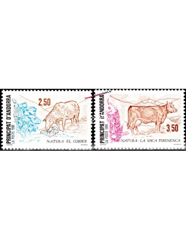 Timbres  d'Andorre Français n° 405 à 406 - Thématique Animaux de la ferme