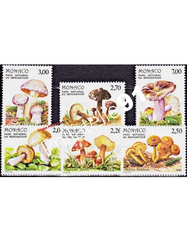 timbres de MONACO n° 1628 à 1633 - Champignons Parc national Mercantour