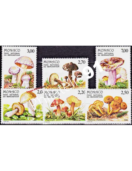 timbres de MONACO n° 1628 à 1633 - Champignons Parc national Mercantour