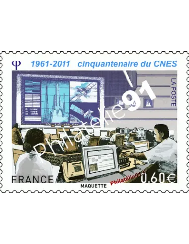 Timbre de France n° 4604 - CNES, 1961-2011