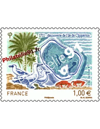 Timbre de France n° 4611 - 1711, découverte de l'Ile de Clipperton