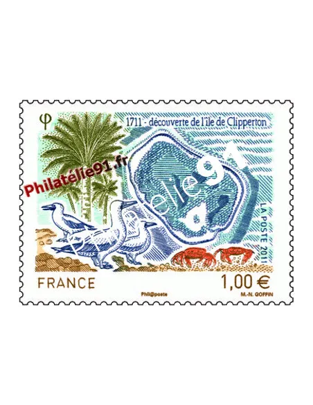 Timbre de France n° 4611 - 1711, découverte de l'Ile de Clipperton