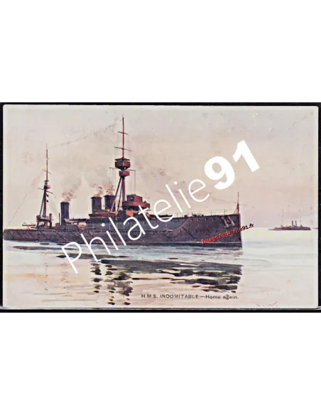 Carte postale - Croiseur -H.M.S. INDOMITABLE- - Flotte anglaise