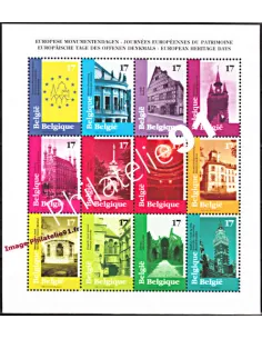 Feuille des Timbres neufs de Belgique n° 2763 à 2774 - PatrimoineThématique Monument.