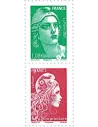 n° 5496 et 5253A - Paire verticale : Marianne de Gandon et Mariane l'Engagée issus du Carnet 70 ans de la mention premier Jour