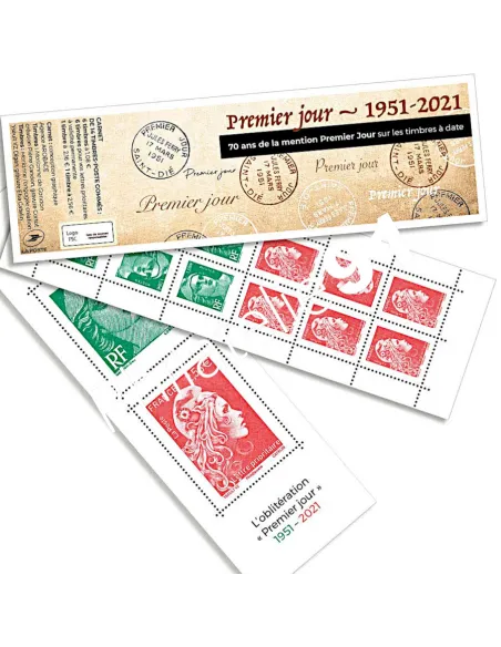 n° 5496 à 5498 + 5253A -  Carnet n° 1528 - 70 ans de la mention Premier Jour - 1951-2021