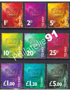 Grande-Bretagne, Timbres-Taxe n° 98 à 106, collection timbre Europe
