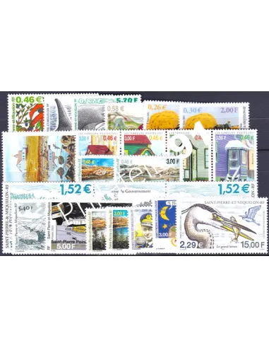 Année complète 2001 de Saint-Pierre-et-Miquelon,timbres Dom-Tom