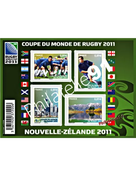 F 4576 - n° 4576 à 4579 - Coupe du monde de Rugby 2011 en Nouvelle-Zélande
