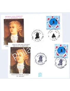 France, Lot de 2 enveloppes 1er jour Mozart,Collection lettre France