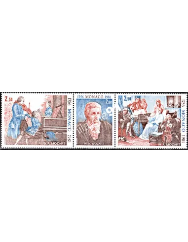 TIMBRE DE MONACO - n° 1272A - Triptyque - Mozart