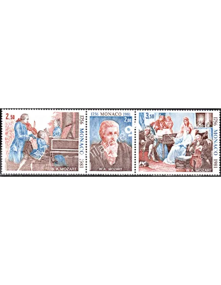 TIMBRE DE MONACO - n° 1272A - Triptyque - Mozart