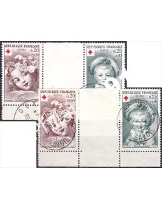Variété sur timbres n° 1366a à 1367a, Paires, oblitéré, timbres France