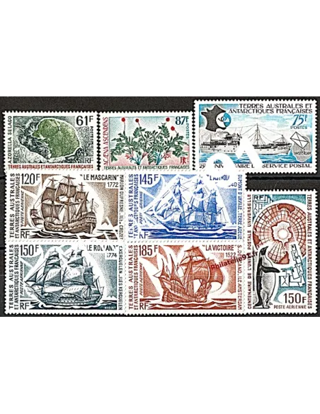 Timbres des T.A.A.F. de1974 poste + poste aérienne, timbres des DOM TOM