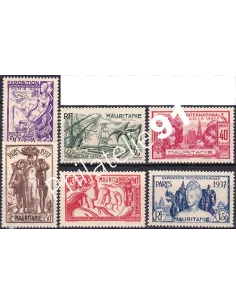 Timbres de Mauritanie n° 66 à 71 charnière, Timbres des Colonies Françaises