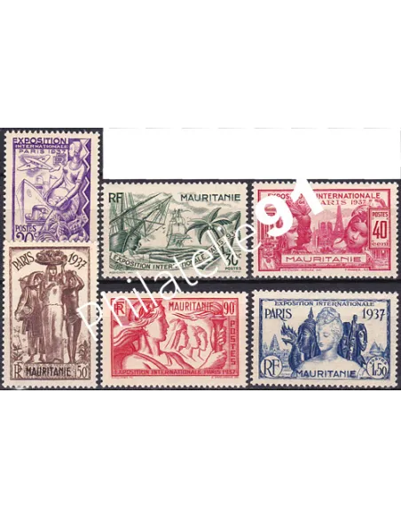 Timbres de Mauritanie n° 66 à 71 charnière, Timbres des Colonies Françaises