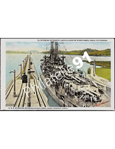 Carte postale - cuirassé -U.S.S WYOMING- - Flotte américaine 3