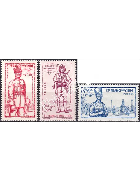 INDE, n° 123 à 125 charnière, Timbres des Colonies Françaises