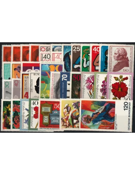 Allemagne RFA., Année complète timbres 1974, Collection timbres Europe