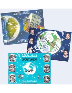 Jordanie, Lot de 3 BF Thématique Espace,  timbre Monde