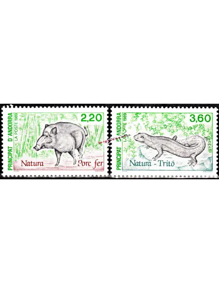 Timbres  d'Andorre Français n° 382 à 383 - Thématique Animaux Sauvages