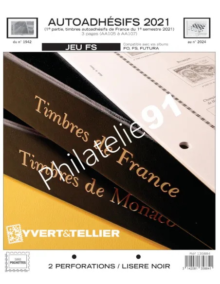 -                     2021  -   JEU  FS FRANCE ADHÉSIFS - 1er semestre 2021 (liseré noir, visuel des timbres, sans pochette)