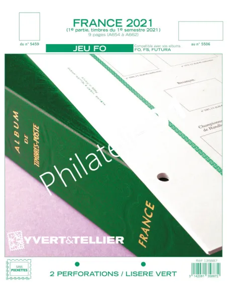 -                     2021  -   JEU FO FRANCE - 1er semestre 2021 (liseré vert, sans visuel des timbres, ni pochette)