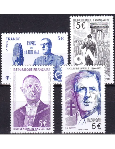 timbres n° 5446 à 5449, De Gaulle, collection timbres France