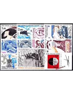 Timbres des T.A.A.F. Année complète 1985 poste + poste aérienne, timbres des DOM TOM