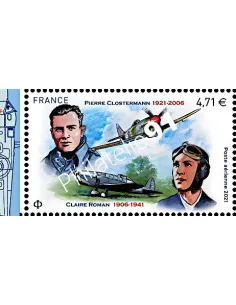 PA n°   85a ** - Bord de Feuille - Poste Aérienne - ​Claire Roman et Pierre Clostermann, aviateurs français