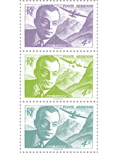 PA n°   86 à 88 - 3 timbres issus de la Feuille F86 - Antoine de Saint-Exupéry - 1900-1944