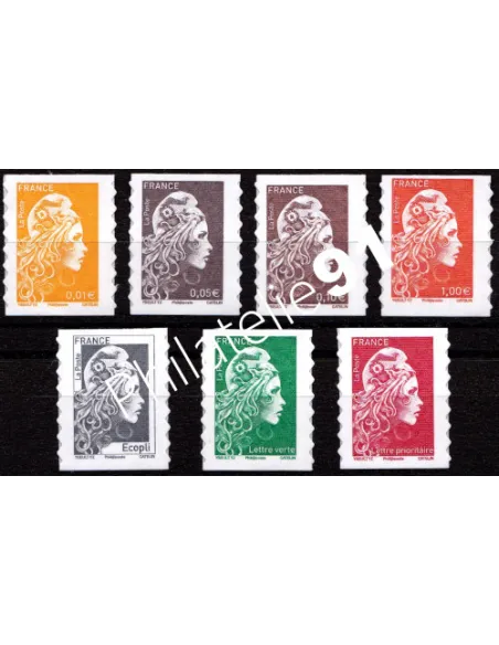 ADH. n° 1594 à 1600 **  - Les 7 timbres autocollants Marianne l'Engagée