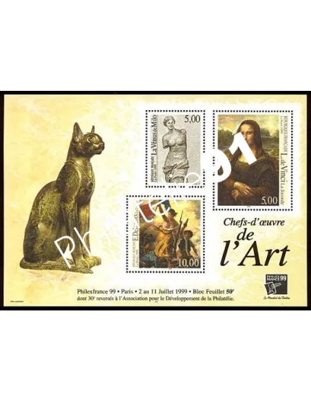 BF   23 ** - n° 3234 à 3236 - Philexfrance '99 - Chefs d'oeuvre de l'Art  - Sans emballage