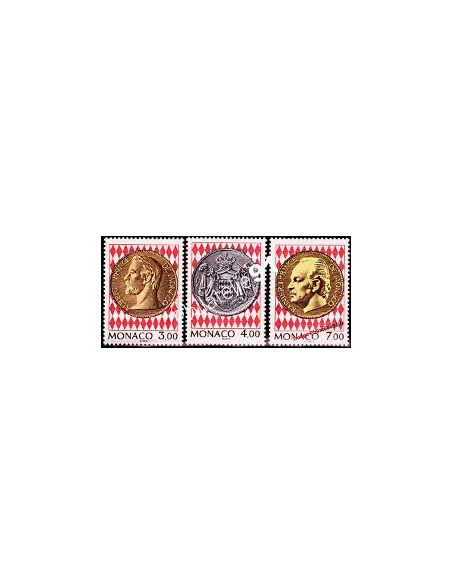 Timbre de MONACO n° 1945 à 1947 - musée des Timbres et des Monnaies - Pièces de monnaie