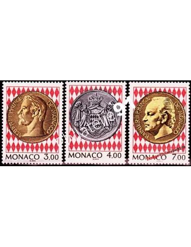 Timbre de MONACO n° 1945 à 1947 - musée des Timbres et des Monnaies - Pièces de monnaie