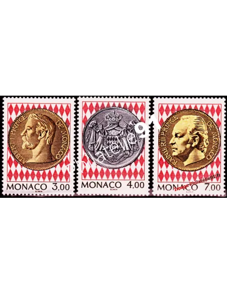 Timbre de MONACO n° 1945 à 1947 - musée des Timbres et des Monnaies - Pièces de monnaie