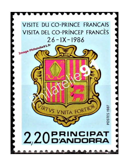 Timbre d'Andorre Français n° 355 - Thématique: Armoirie