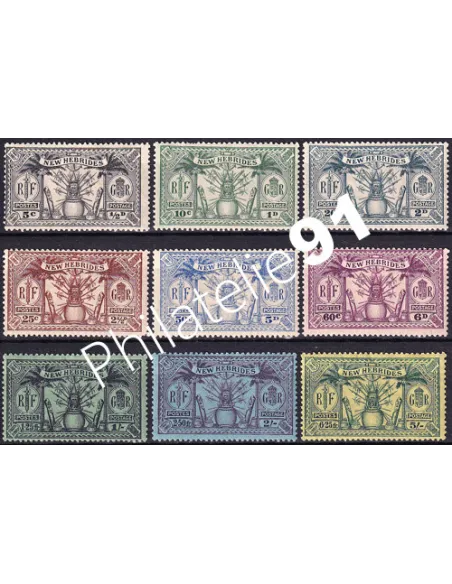 Nouvelles Hébrides, n° 91 à 99 charnière, timbres Colonies françaises