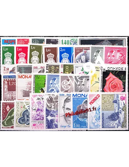Année complète de timbres de Monaco 1981 - Neuve