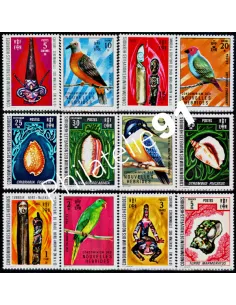 NOUVELLES-HEBRIDES - n°  326 à 337  * - Art indigène, oiseaux et coquillages