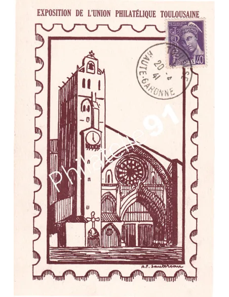Carte de l'Union philatélique toulousaine oblitérée, lettres France