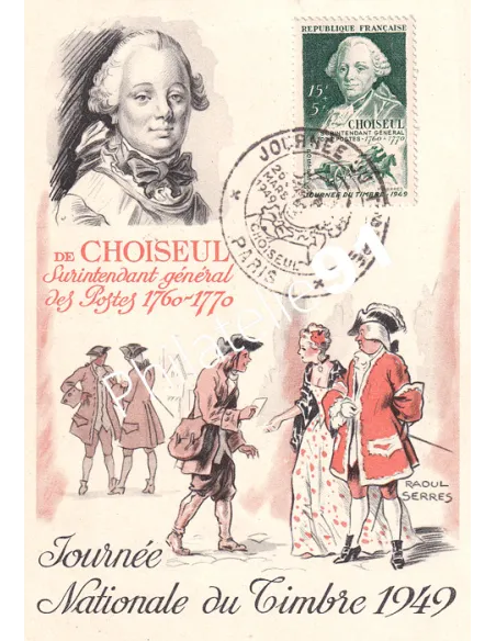 France, n° 828 sur Carte Maximum, Collection lettre France