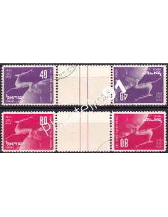 Israël, n° 27b à 28b, Paires tête-bêche avec ponts, timbres Monde