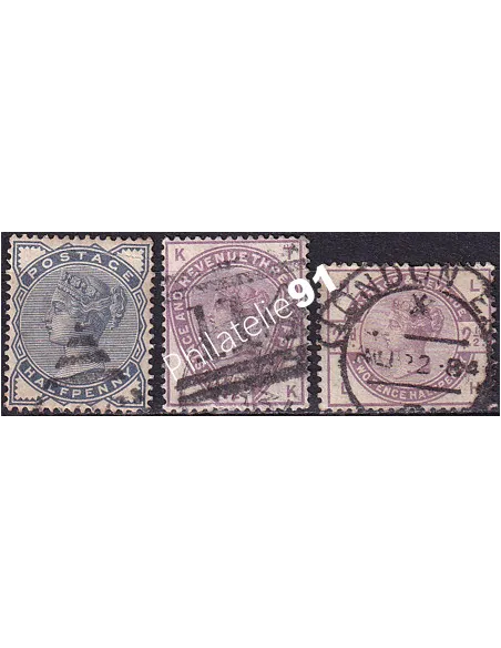 Grande-Bretagne, n° 76, 77 et 79 oblitérés, collection timbre Europe